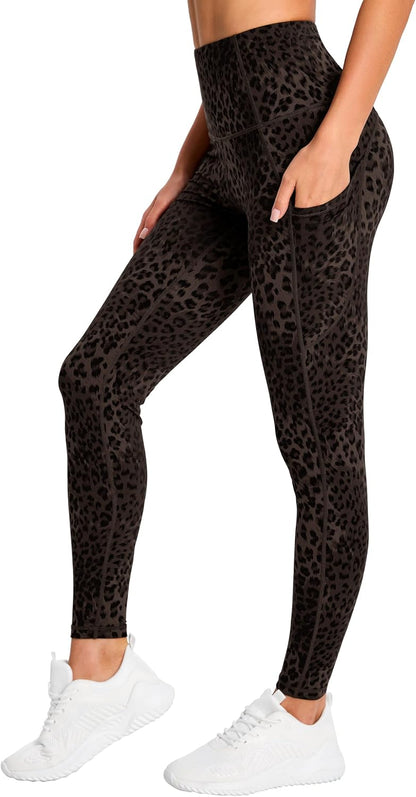Thick High Waist Yoga Pants with Pockets, Tummy Control Workout Running Yoga Leggings for Women - Colors A