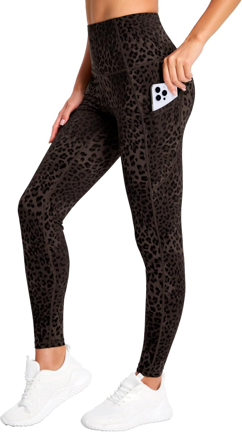 Thick High Waist Yoga Pants with Pockets, Tummy Control Workout Running Yoga Leggings for Women - Colors A