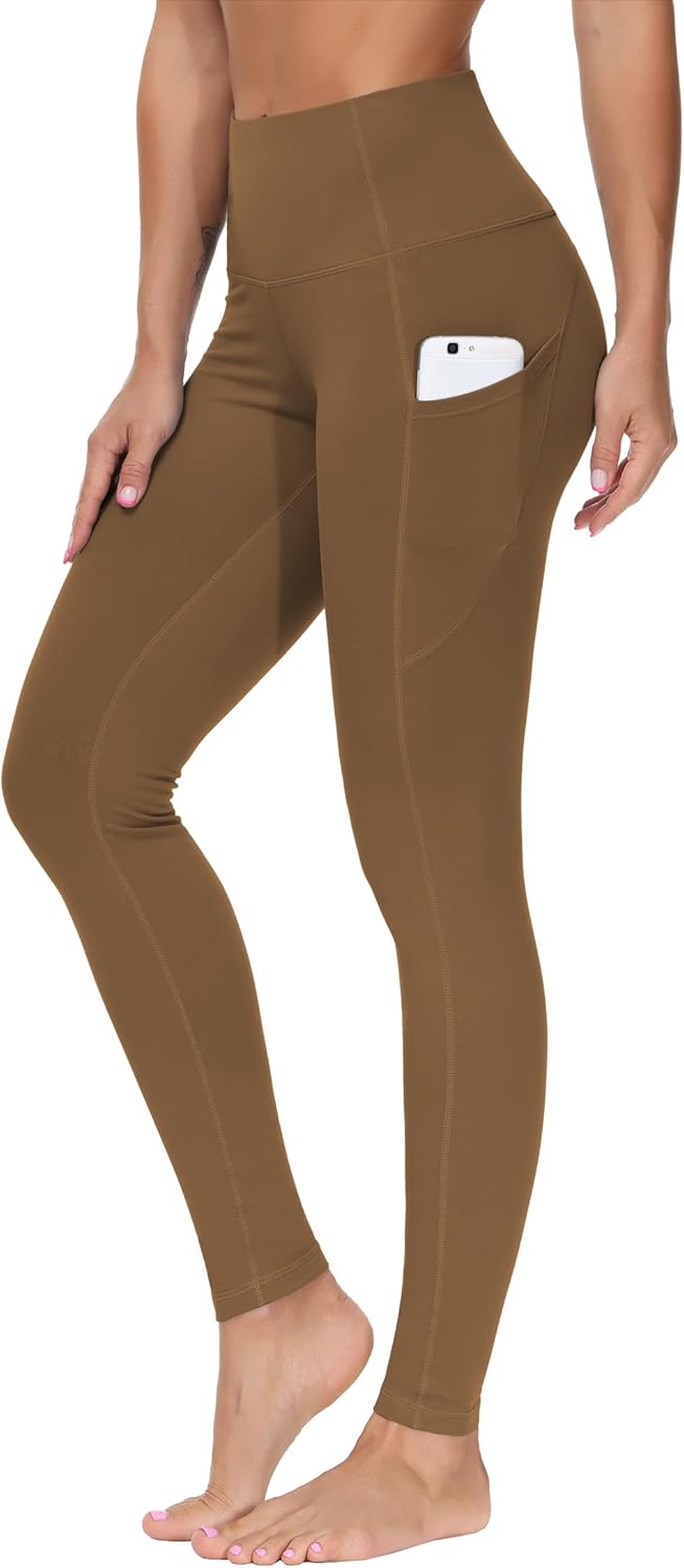 Thick High Waist Yoga Pants with Pockets, Tummy Control Workout Running Yoga Leggings for Women - Colors A
