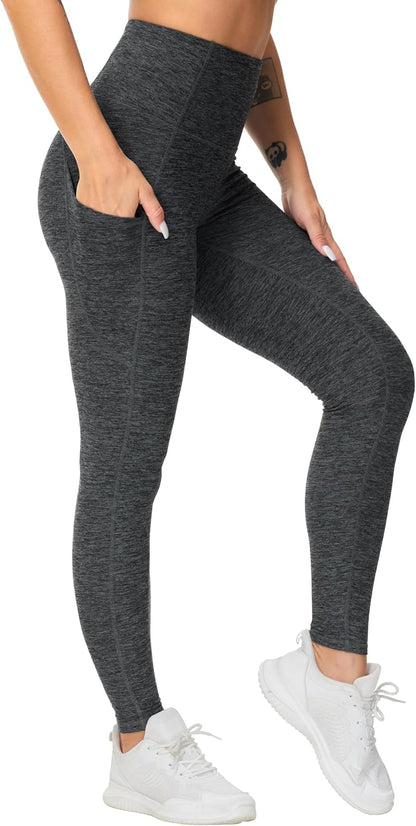 Thick High Waist Yoga Pants with Pockets, Tummy Control Workout Running Yoga Leggings for Women - Colors A