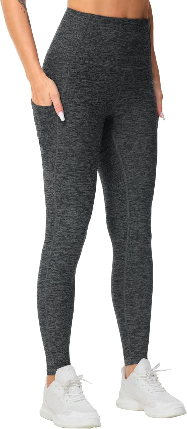 Thick High Waist Yoga Pants with Pockets, Tummy Control Workout Running Yoga Leggings for Women - Colors A