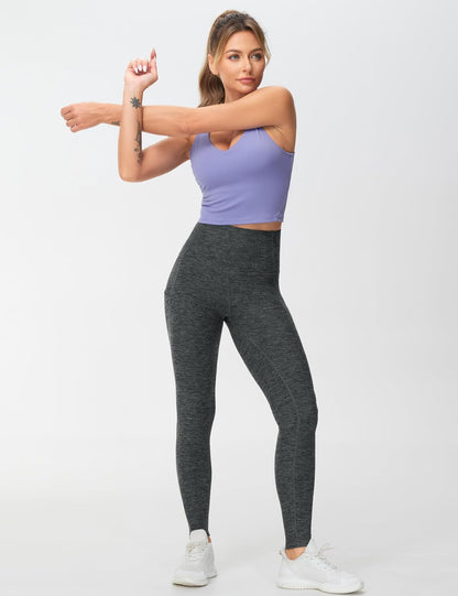 Thick High Waist Yoga Pants with Pockets, Tummy Control Workout Running Yoga Leggings for Women - Colors A