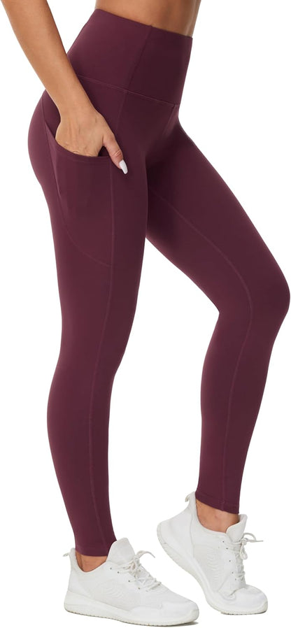 Thick High Waist Yoga Pants with Pockets, Tummy Control Workout Running Yoga Leggings for Women - Colors A