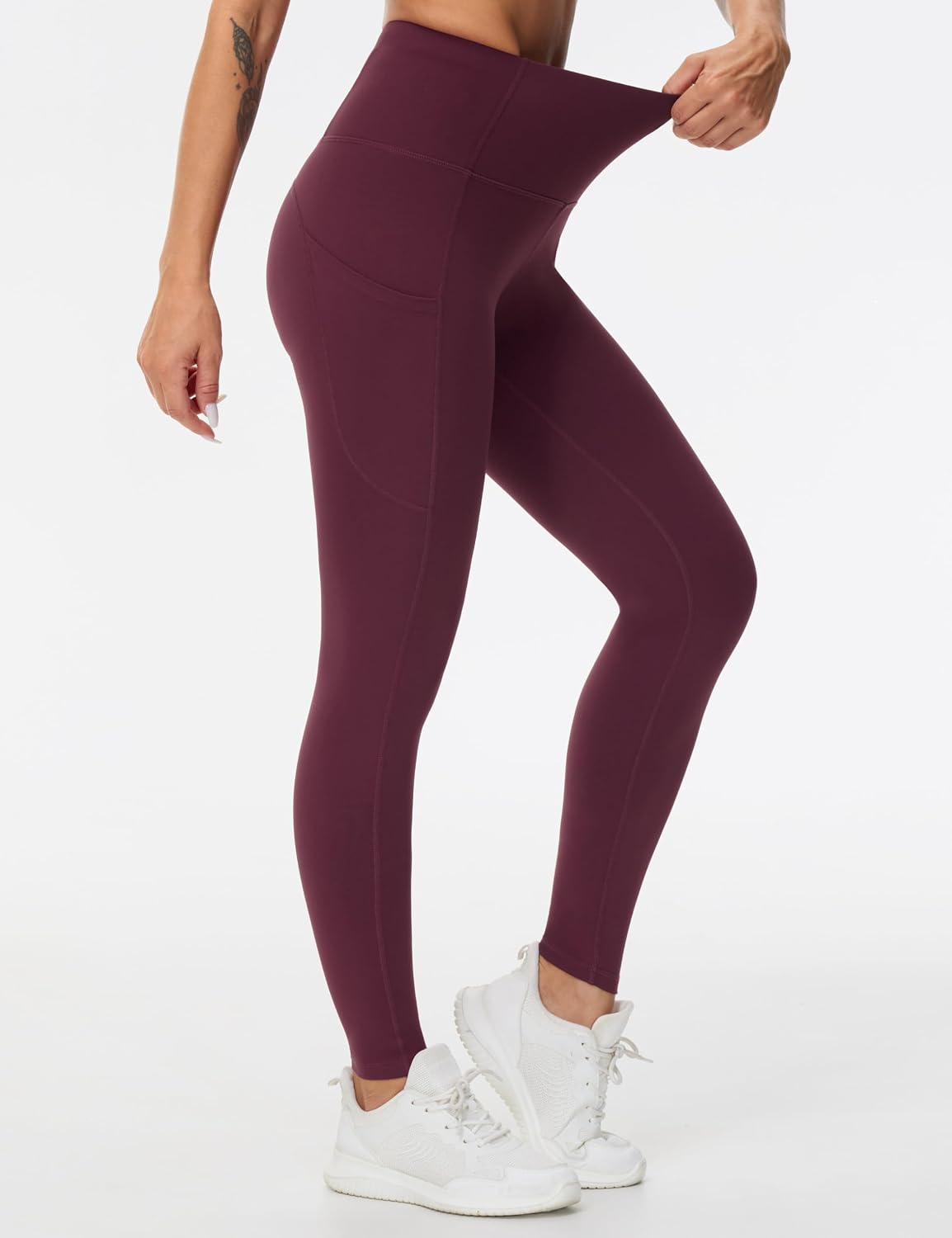 Thick High Waist Yoga Pants with Pockets, Tummy Control Workout Running Yoga Leggings for Women - Colors A