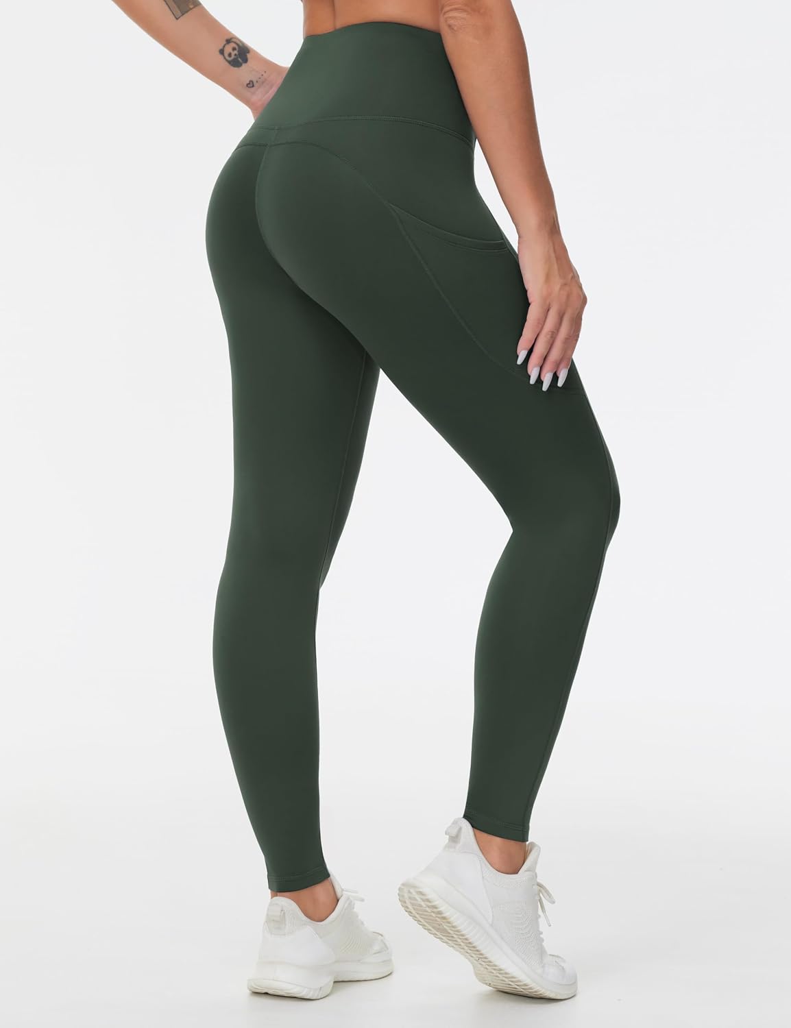 Thick High Waist Yoga Pants with Pockets, Tummy Control Workout Running Yoga Leggings for Women - Colors A
