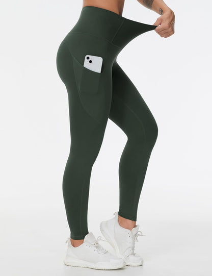 Thick High Waist Yoga Pants with Pockets, Tummy Control Workout Running Yoga Leggings for Women - Colors A