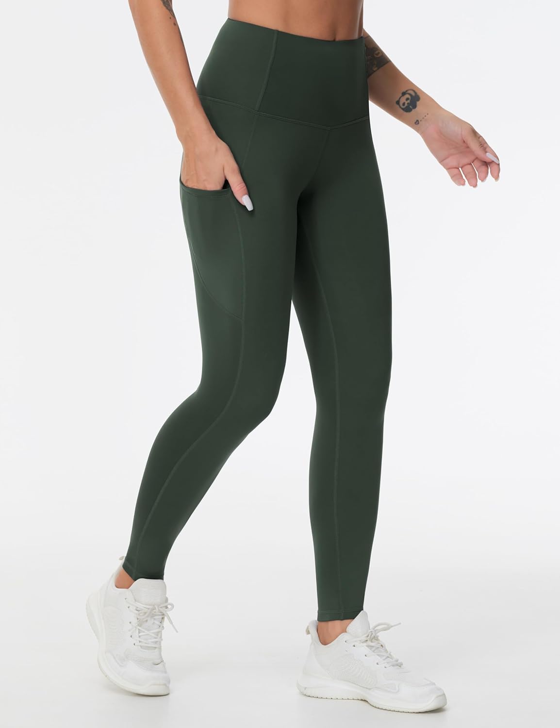 Thick High Waist Yoga Pants with Pockets, Tummy Control Workout Running Yoga Leggings for Women - Colors A