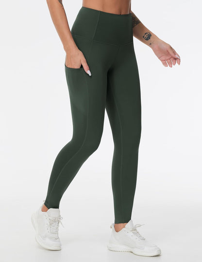 Thick High Waist Yoga Pants with Pockets, Tummy Control Workout Running Yoga Leggings for Women - Colors A