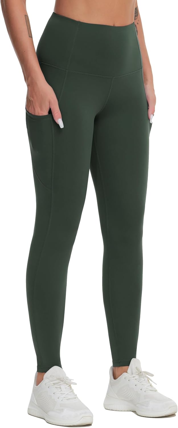 Thick High Waist Yoga Pants with Pockets, Tummy Control Workout Running Yoga Leggings for Women - Colors A