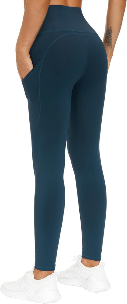 Thick High Waist Yoga Pants with Pockets, Tummy Control Workout Running Yoga Leggings for Women - Colors A