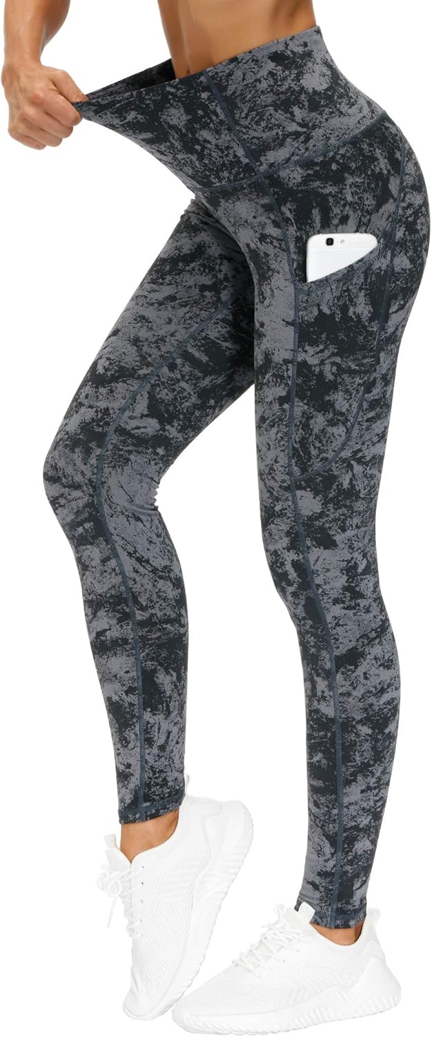 Thick High Waist Yoga Pants with Pockets, Tummy Control Workout Running Yoga Leggings for Women - Colors A