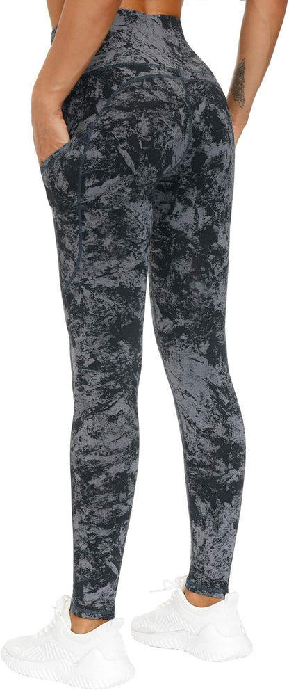 Thick High Waist Yoga Pants with Pockets, Tummy Control Workout Running Yoga Leggings for Women - Colors A