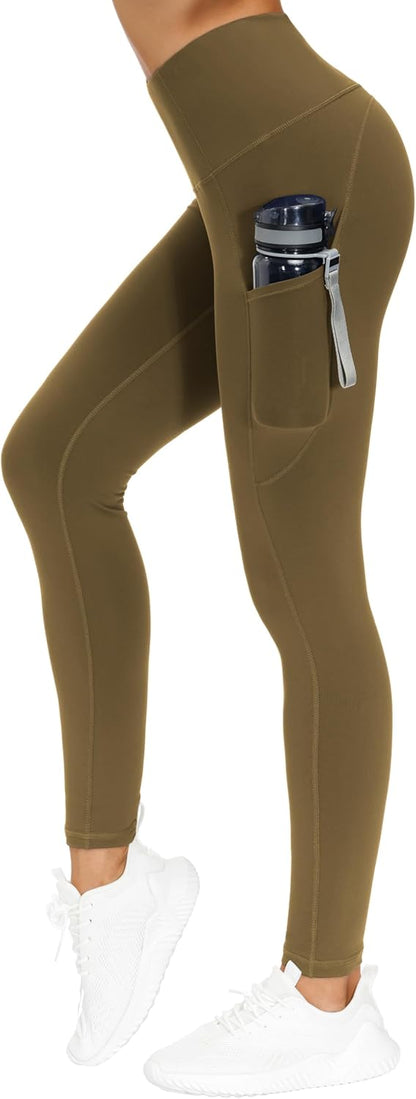 Thick High Waist Yoga Pants with Pockets, Tummy Control Workout Running Yoga Leggings for Women - Colors A