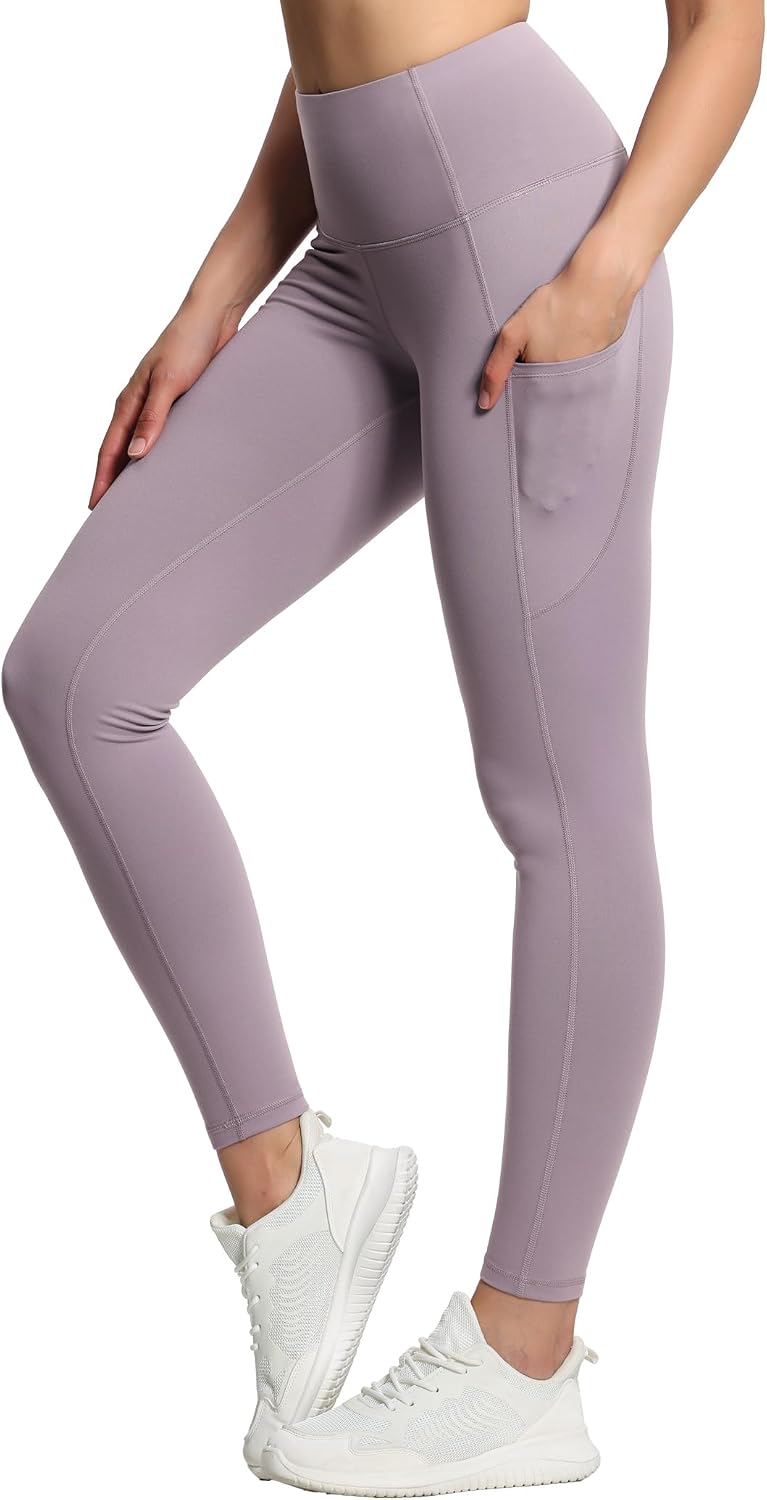 Thick High Waist Yoga Pants with Pockets, Tummy Control Workout Running Yoga Leggings for Women - Colors A