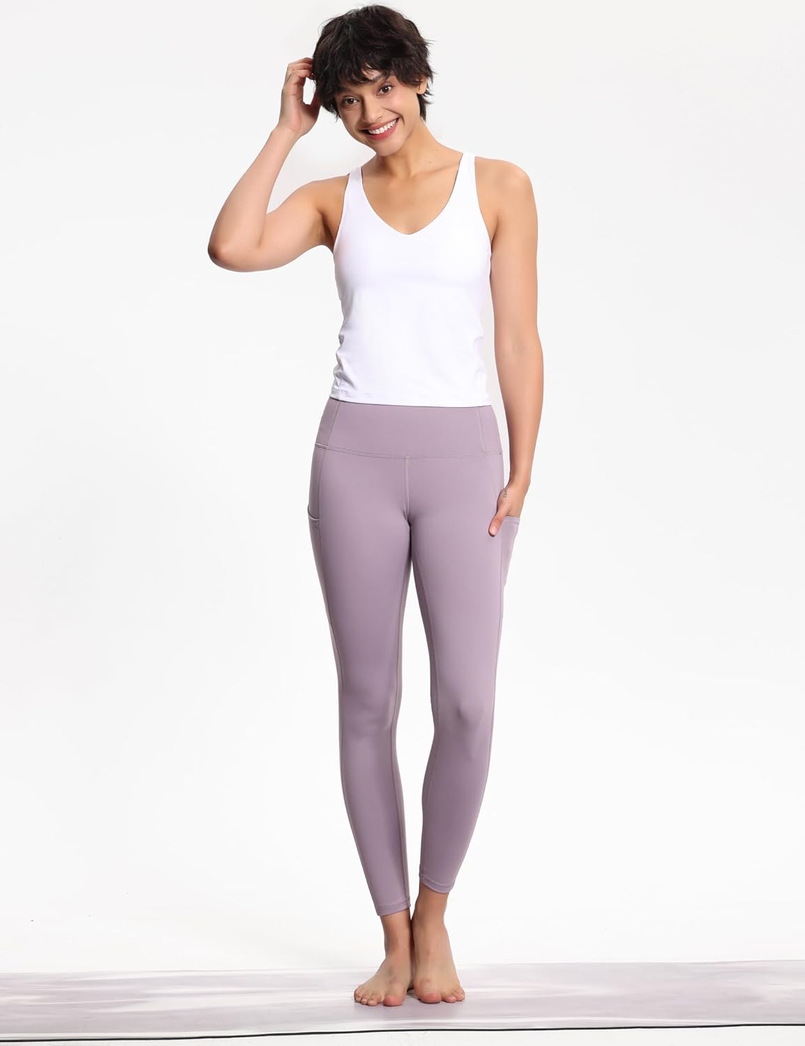 Thick High Waist Yoga Pants with Pockets, Tummy Control Workout Running Yoga Leggings for Women - Colors A