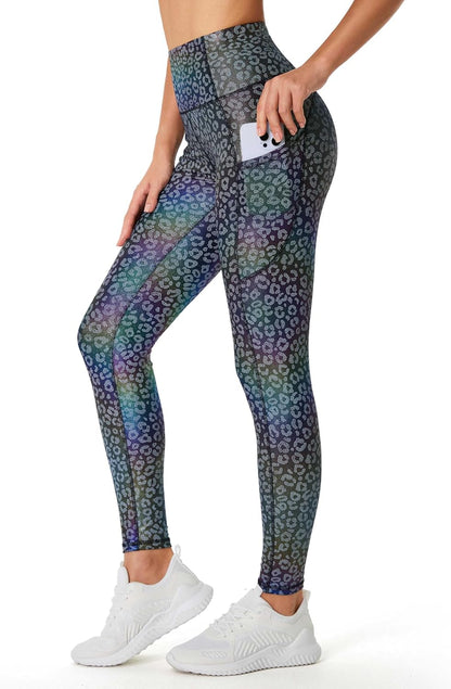 Thick High Waist Yoga Pants with Pockets, Tummy Control Workout Running Yoga Leggings for Women - Colors A