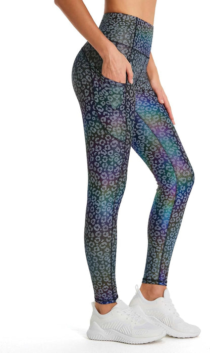Thick High Waist Yoga Pants with Pockets, Tummy Control Workout Running Yoga Leggings for Women - Colors A