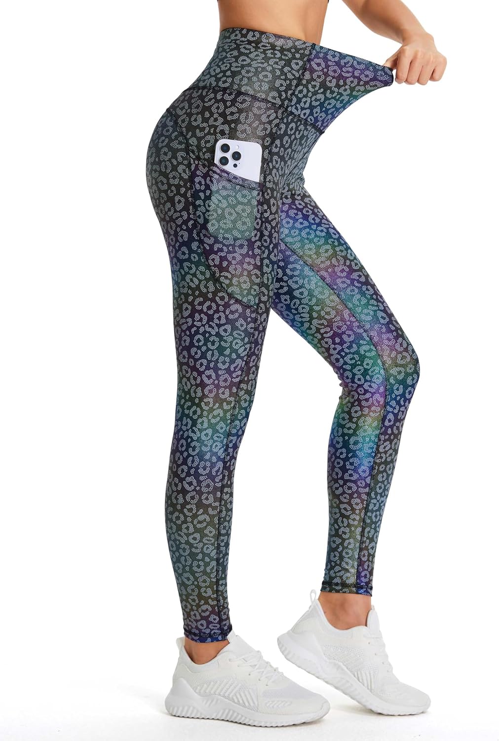 Thick High Waist Yoga Pants with Pockets, Tummy Control Workout Running Yoga Leggings for Women - Colors A