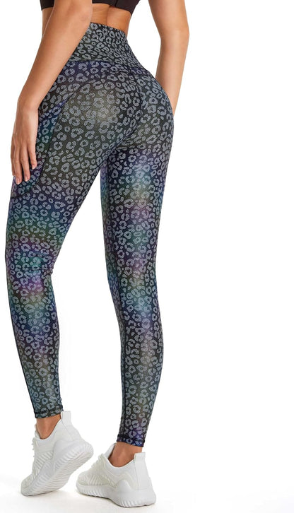 Thick High Waist Yoga Pants with Pockets, Tummy Control Workout Running Yoga Leggings for Women - Colors A