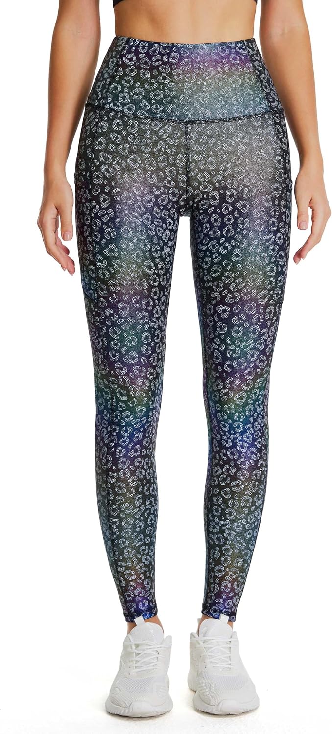 Thick High Waist Yoga Pants with Pockets, Tummy Control Workout Running Yoga Leggings for Women - Colors A