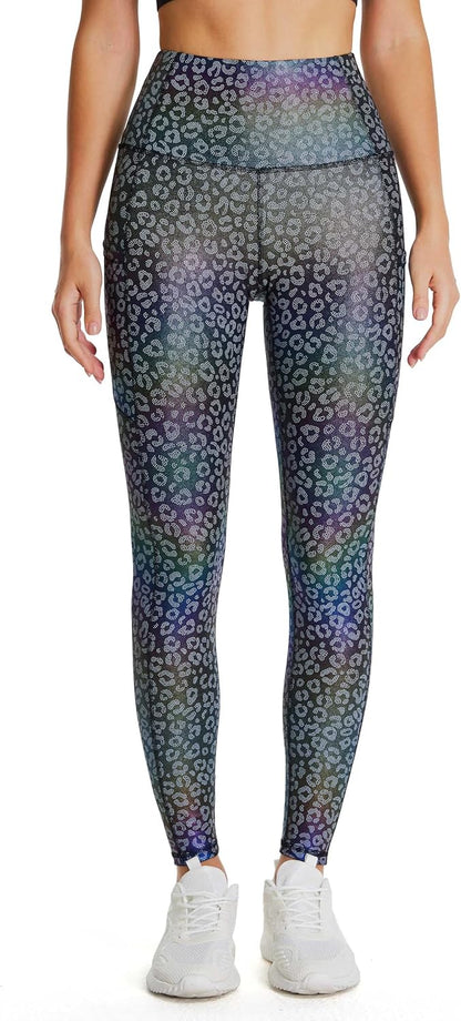 Thick High Waist Yoga Pants with Pockets, Tummy Control Workout Running Yoga Leggings for Women - Colors A