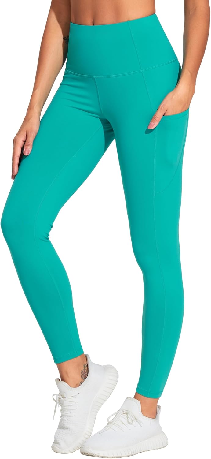 Thick High Waist Yoga Pants with Pockets, Tummy Control Workout Running Yoga Leggings for Women - Colors A