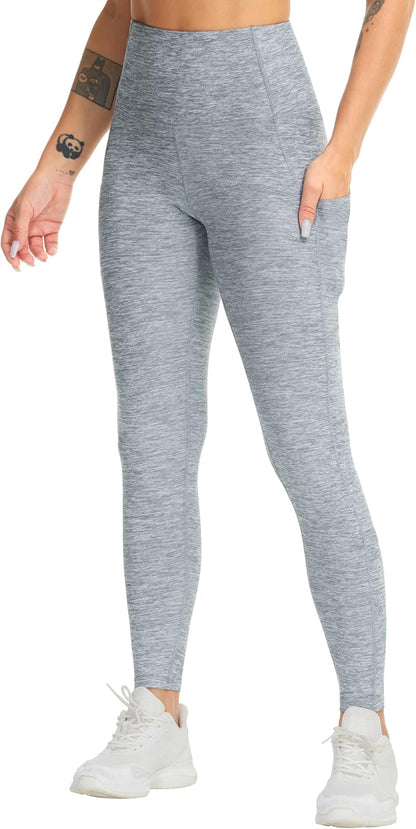 Thick High Waist Yoga Pants with Pockets, Tummy Control Workout Running Yoga Leggings for Women - Colors A