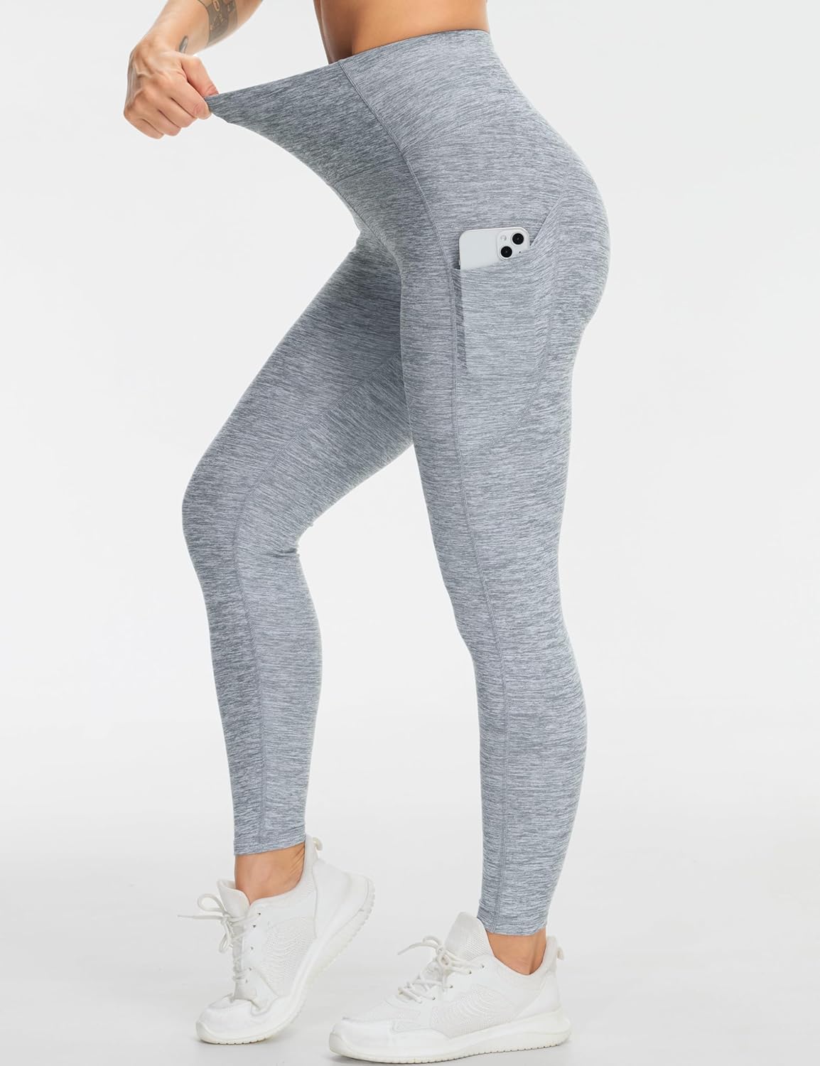 Thick High Waist Yoga Pants with Pockets, Tummy Control Workout Running Yoga Leggings for Women - Colors A