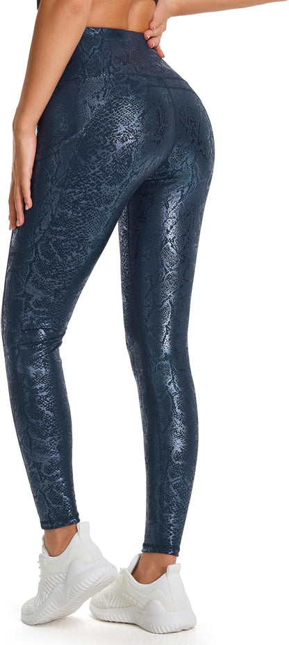 Thick High Waist Yoga Pants with Pockets, Tummy Control Workout Running Yoga Leggings for Women - Colors A