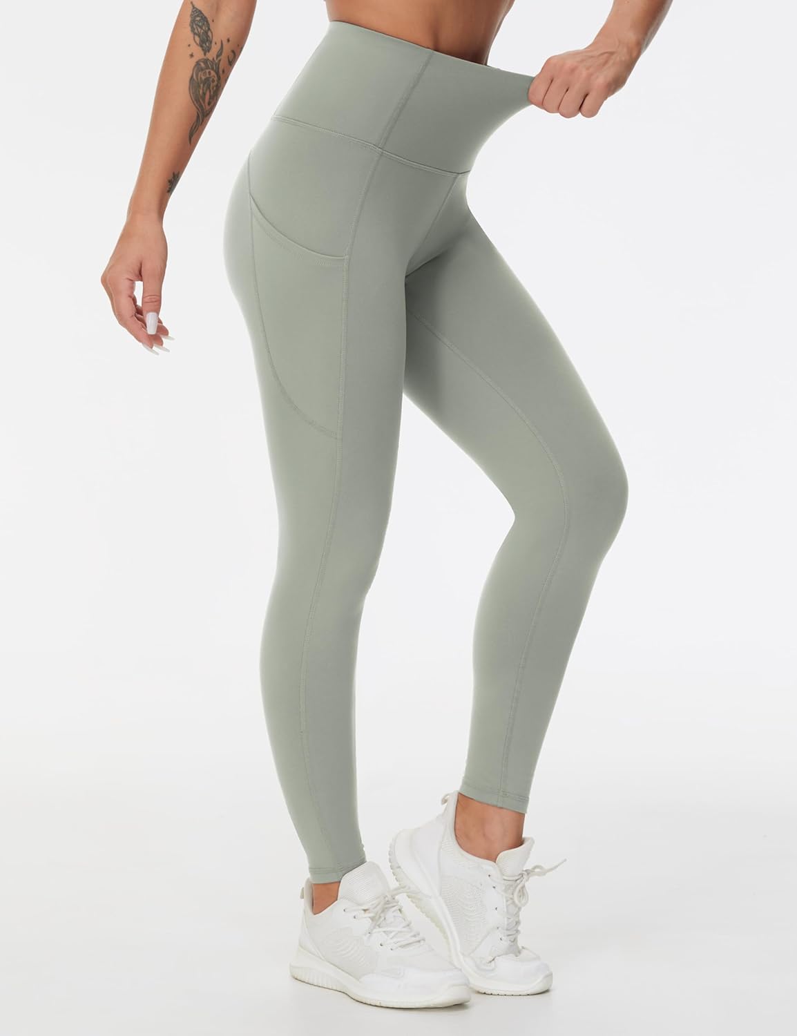 Thick High Waist Yoga Pants with Pockets, Tummy Control Workout Running Yoga Leggings for Women - Colors A