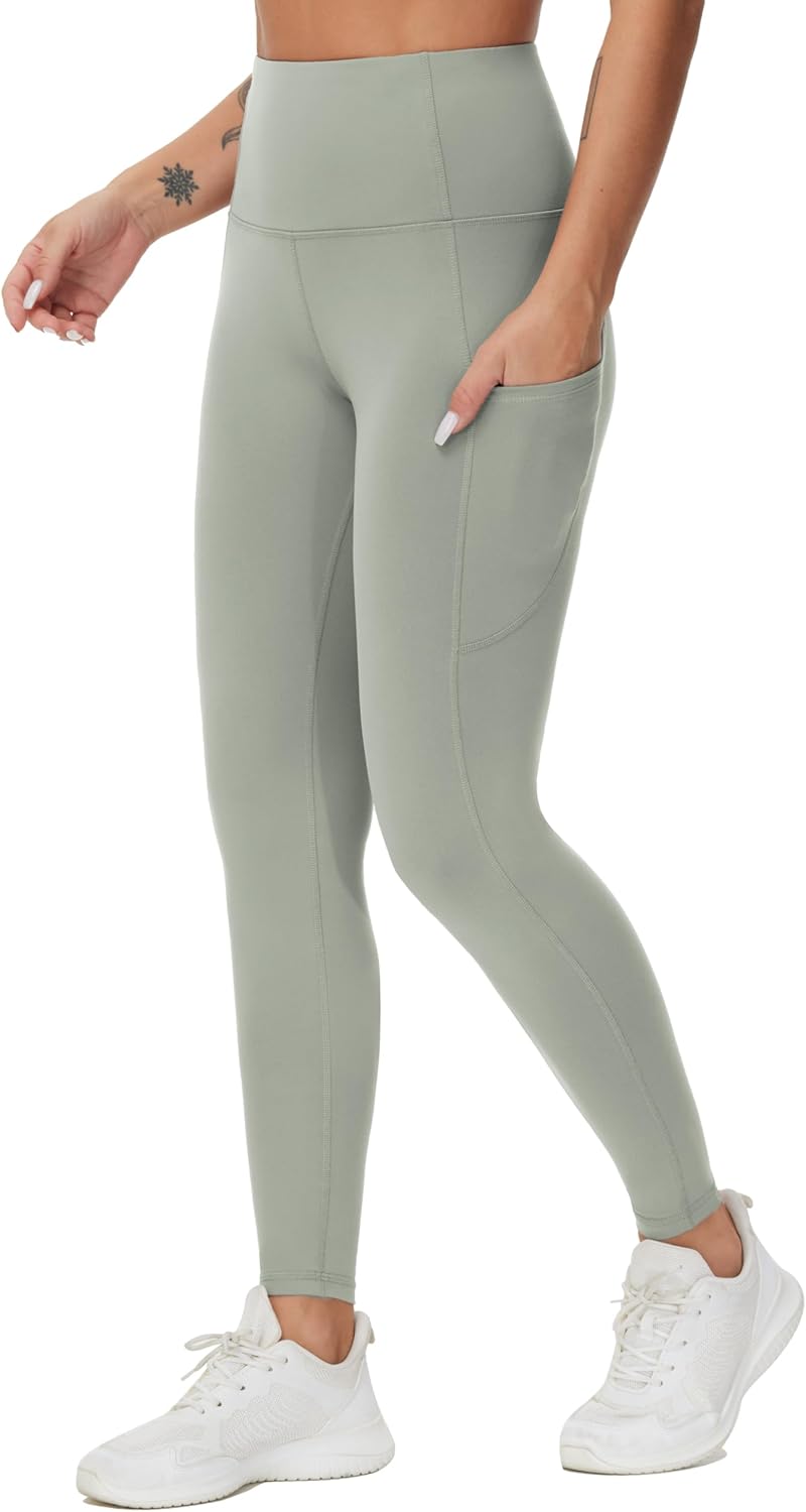 Thick High Waist Yoga Pants with Pockets, Tummy Control Workout Running Yoga Leggings for Women - Colors A