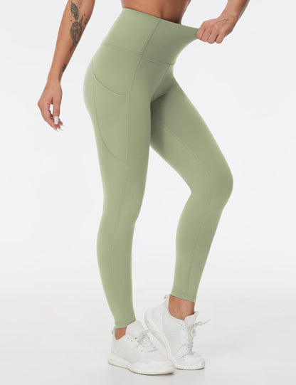 Thick High Waist Yoga Pants with Pockets, Tummy Control Workout Running Yoga Leggings for Women - Colors A