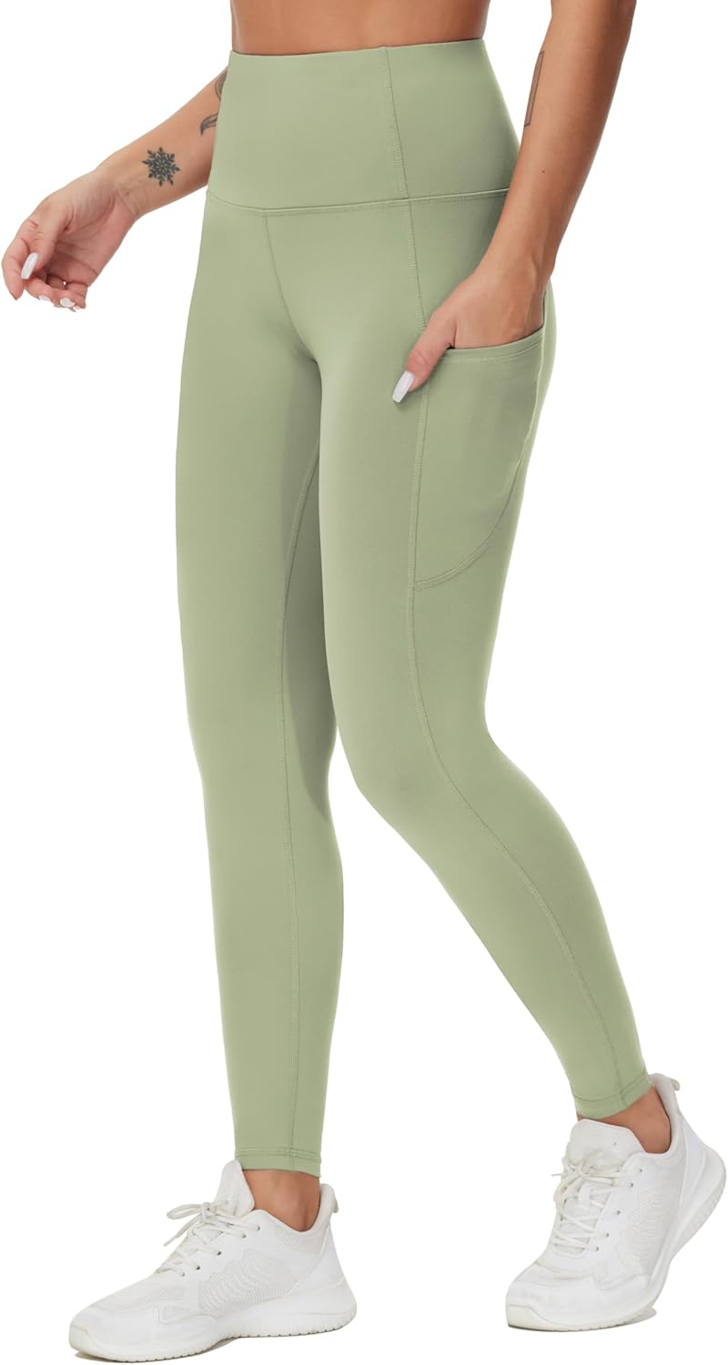Thick High Waist Yoga Pants with Pockets, Tummy Control Workout Running Yoga Leggings for Women - Colors A