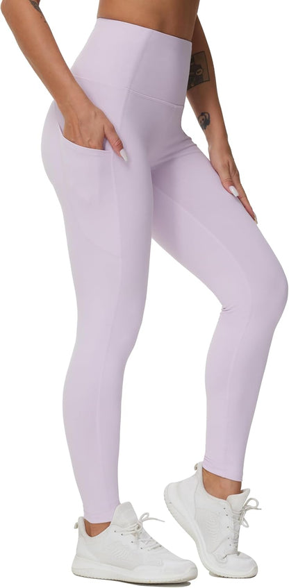 Thick High Waist Yoga Pants with Pockets, Tummy Control Workout Running Yoga Leggings for Women - Colors A