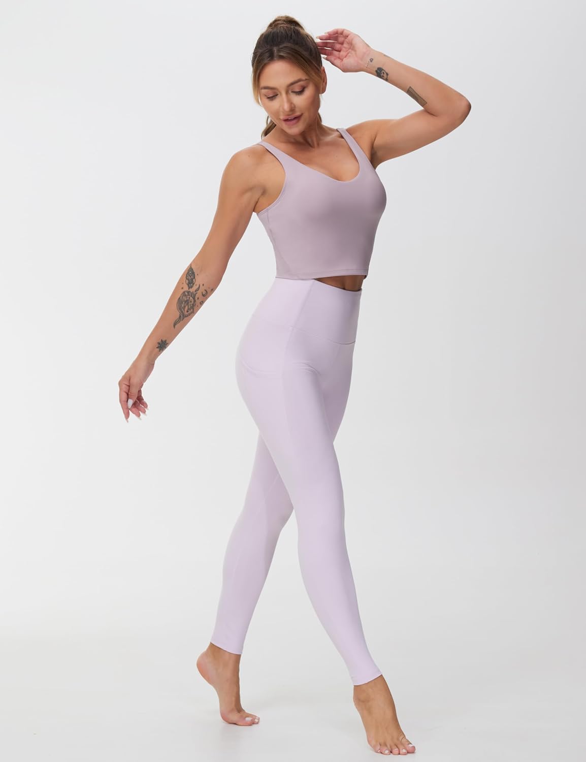 Thick High Waist Yoga Pants with Pockets, Tummy Control Workout Running Yoga Leggings for Women - Colors A