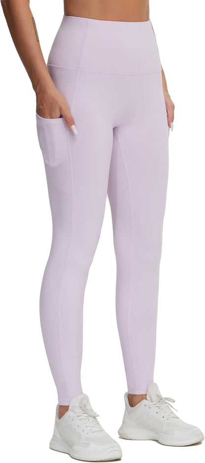 Thick High Waist Yoga Pants with Pockets, Tummy Control Workout Running Yoga Leggings for Women - Colors A