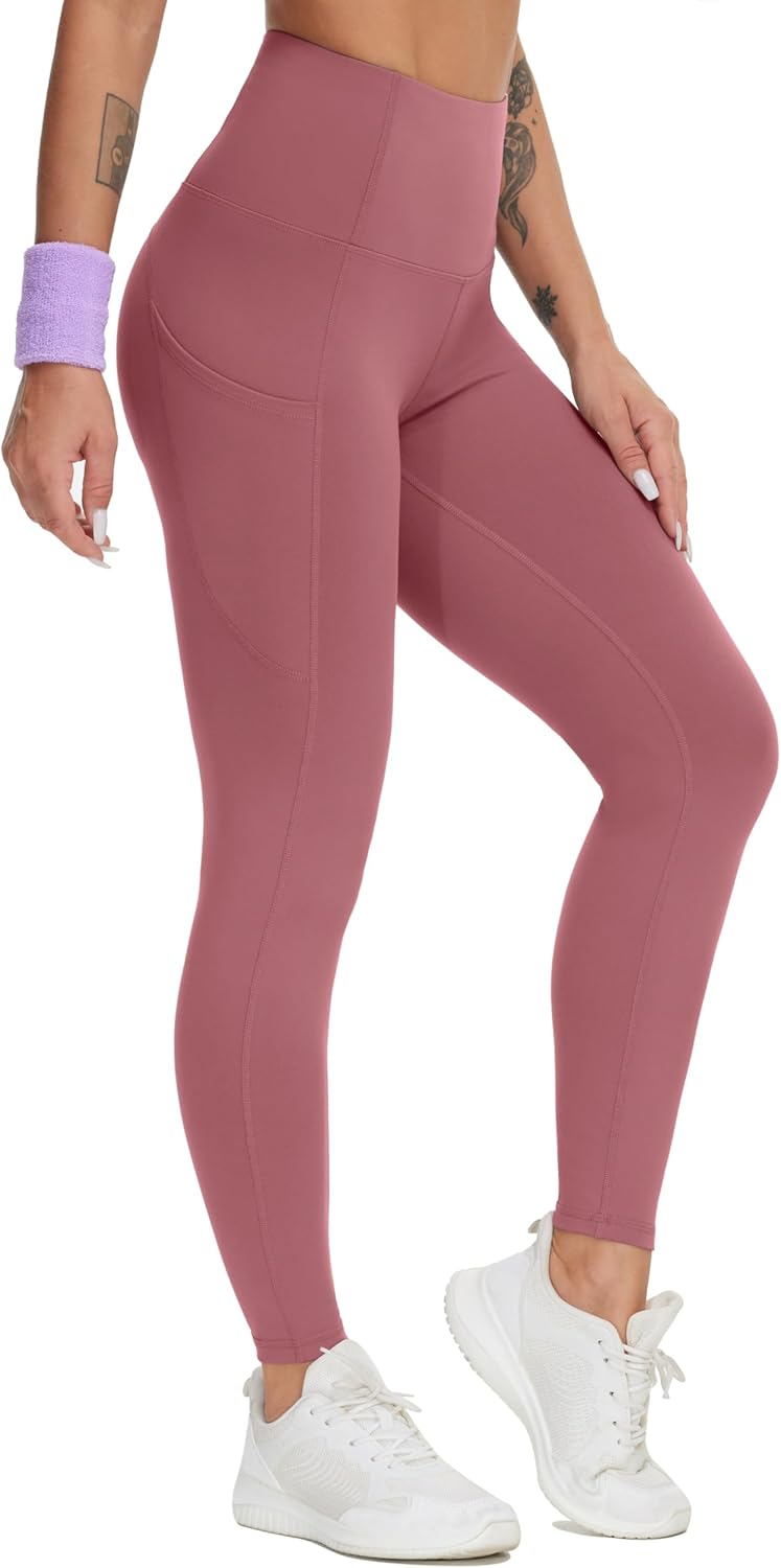 Thick High Waist Yoga Pants with Pockets, Tummy Control Workout Running Yoga Leggings for Women - Colors A
