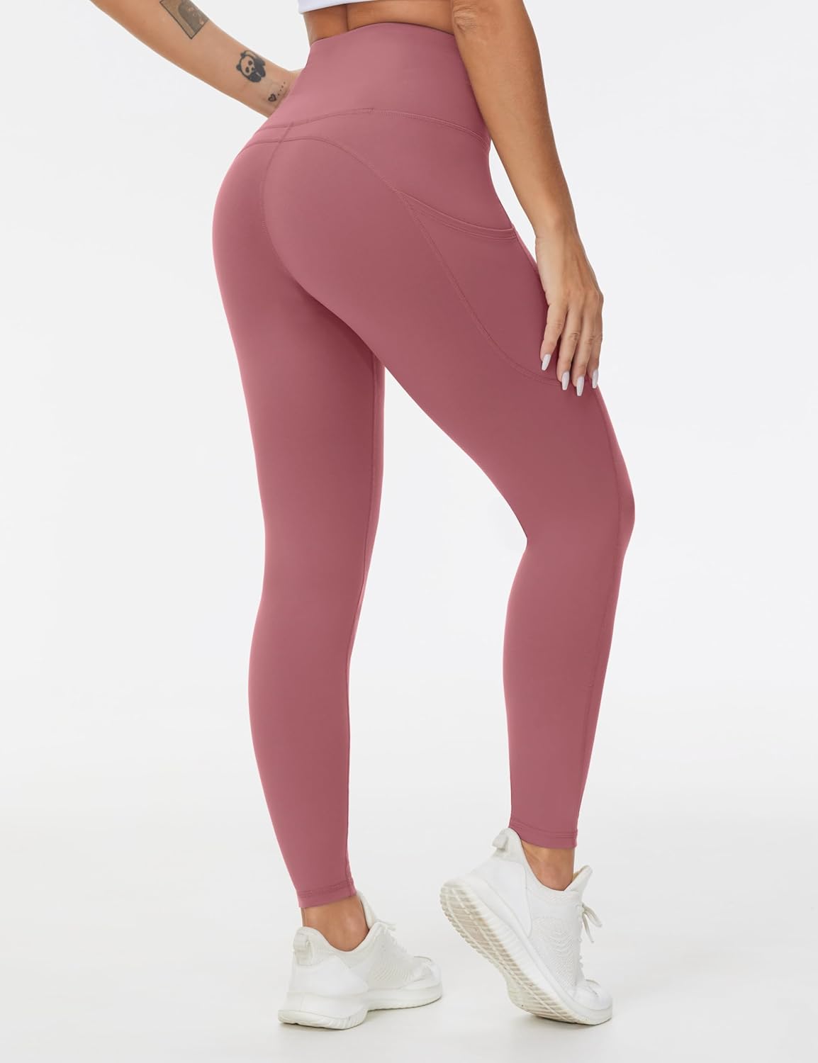 Thick High Waist Yoga Pants with Pockets, Tummy Control Workout Running Yoga Leggings for Women - Colors A