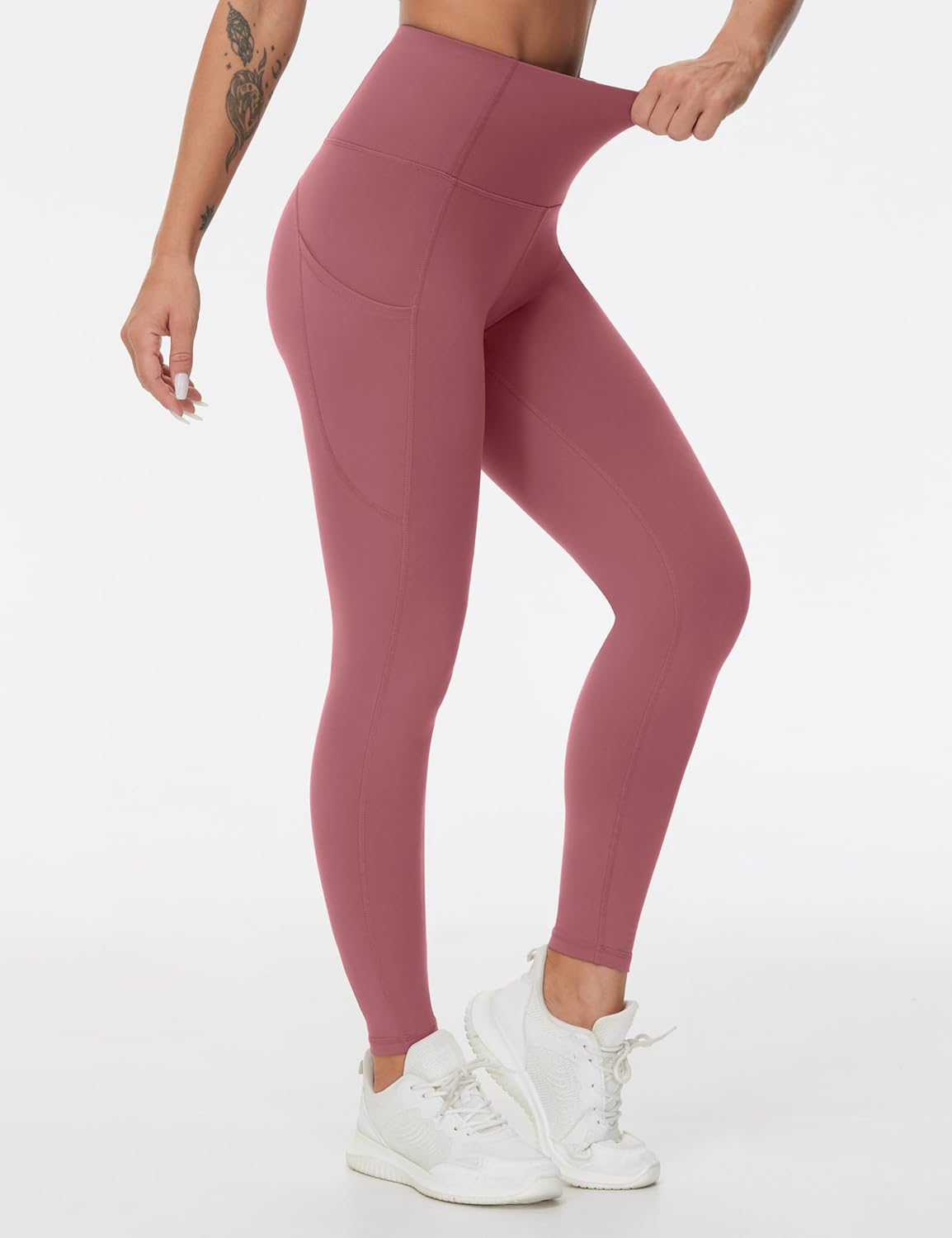 Thick High Waist Yoga Pants with Pockets, Tummy Control Workout Running Yoga Leggings for Women - Colors A