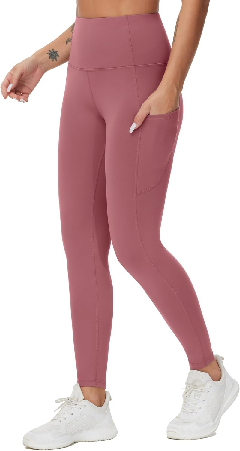 Thick High Waist Yoga Pants with Pockets, Tummy Control Workout Running Yoga Leggings for Women - Colors A