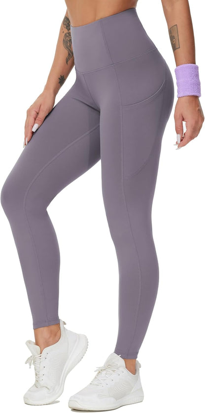 Thick High Waist Yoga Pants with Pockets, Tummy Control Workout Running Yoga Leggings for Women - Colors A