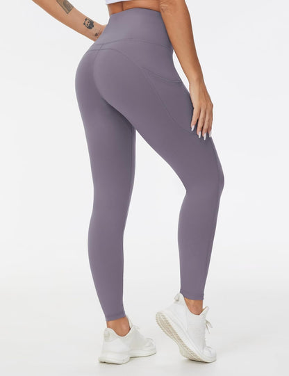 Thick High Waist Yoga Pants with Pockets, Tummy Control Workout Running Yoga Leggings for Women - Colors A