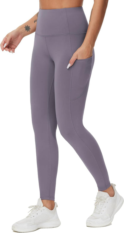 Thick High Waist Yoga Pants with Pockets, Tummy Control Workout Running Yoga Leggings for Women - Colors A