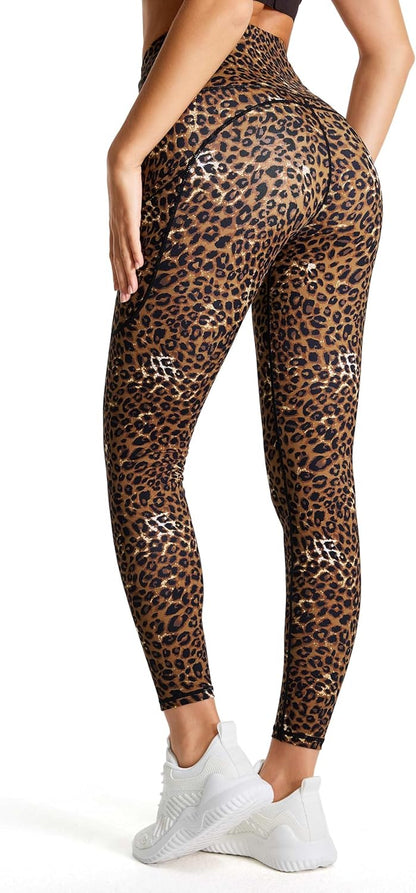 Thick High Waist Yoga Pants with Pockets, Tummy Control Workout Running Yoga Leggings for Women - Colors A