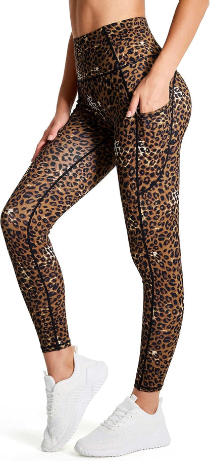 Thick High Waist Yoga Pants with Pockets, Tummy Control Workout Running Yoga Leggings for Women - Colors A