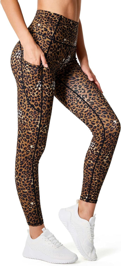 Thick High Waist Yoga Pants with Pockets, Tummy Control Workout Running Yoga Leggings for Women - Colors A