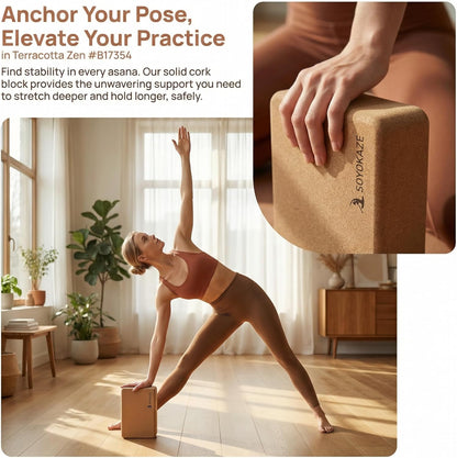 Cork Yoga Blocks,Natural Cork Soft Non-Slip Yoga Blocks, High Density & Eco Friendly Yoga Accessories for Women| Men,Lightweight, Odor-Resistant, Perfect Yoga Equipment