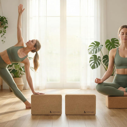 Cork Yoga Blocks,Natural Cork Soft Non-Slip Yoga Blocks, High Density & Eco Friendly Yoga Accessories for Women| Men,Lightweight, Odor-Resistant, Perfect Yoga Equipment