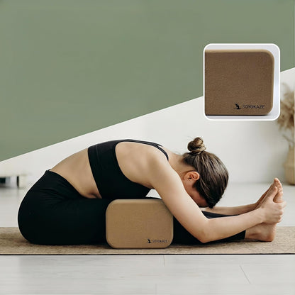 Cork Yoga Blocks,Natural Cork Soft Non-Slip Yoga Blocks, High Density & Eco Friendly Yoga Accessories for Women| Men,Lightweight, Odor-Resistant, Perfect Yoga Equipment
