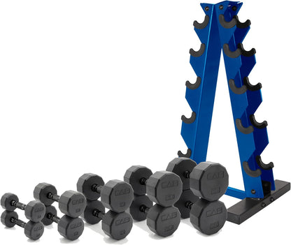 Barbell 150 LB Coated Hex Dumbbell Weight Set with Vertical Rack | Multiple Options